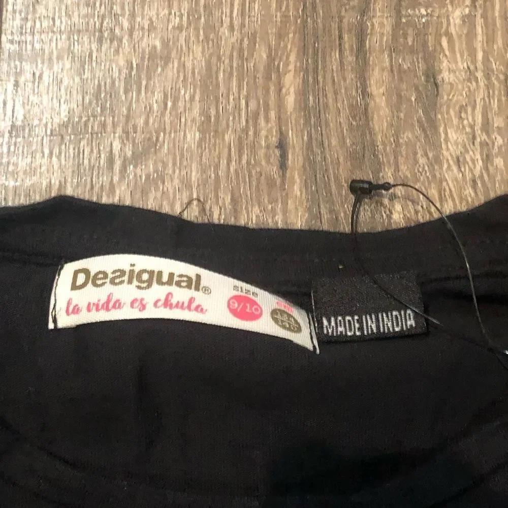 NEW Desigual Girls Black Dress Size 9-10 Dress with Logo Detailed design